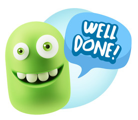 3d Rendering Smile Character Emoticon Expression saying Well Don