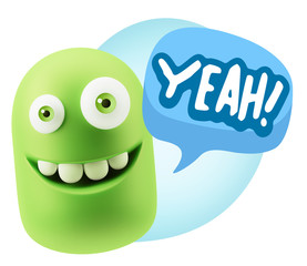 3d Illustration Laughing Character Emoji Expression saying Yeah