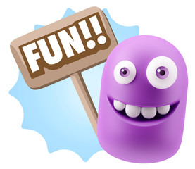 3d Illustration Laughing Character Emoji Expression saying Fun w