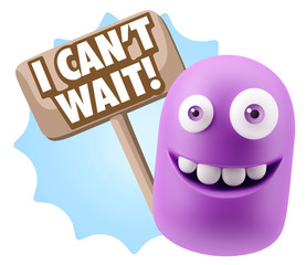Obraz premium 3d Rendering Smile Character Emoticon Expression saying I Can't