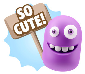 3d Illustration Laughing Character Emoji Expression saying So Cu