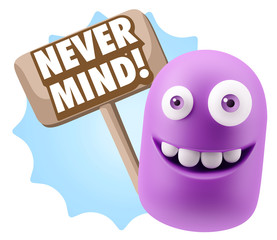 Obraz premium 3d Rendering Smile Character Emoticon Expression saying Never Mi
