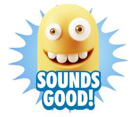 3d Illustration Laughing Character Emoji Expression saying Sound