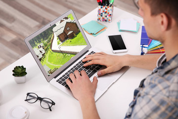 Man working at computer at office