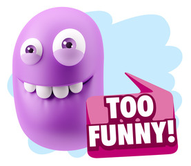 3d Rendering Smile Character Emoticon Expression saying Very Fun