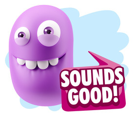 3d Illustration Laughing Character Emoji Expression saying Sound