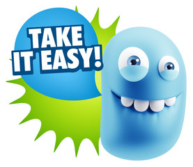 3d Illustration Laughing Character Emoji Expression saying Take