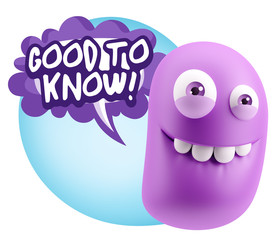 3d Illustration Laughing Character Emoji Expression saying Good