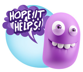 3d Illustration Laughing Character Emoji Expression saying Hope