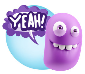 3d Illustration Laughing Character Emoji Expression saying Yeah