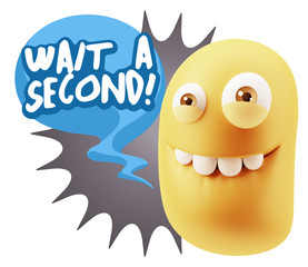 3d Illustration Laughing Character Emoji Expression saying Wait