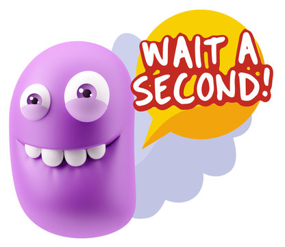 3d Illustration Laughing Character Emoji Expression saying Wait