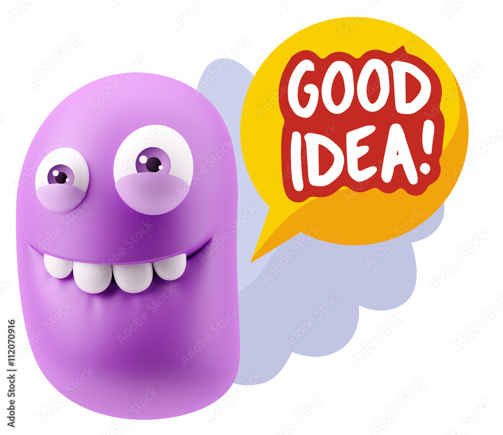 Fototapete 3d Rendering Smile Character Emoticon Expression saying Good Ide