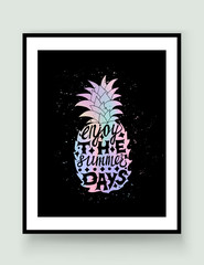 Motivational travel poster with pineapple