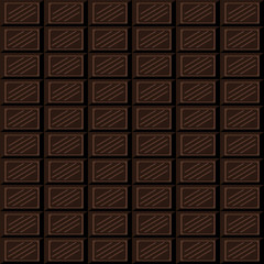 Chocolate bar seamless pattern. Dark chocolate square tiles texture.