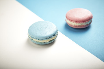 colorful macaron pink And .blue macaron