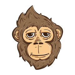 Monkey Face With Flat Expression Also With Line And Color