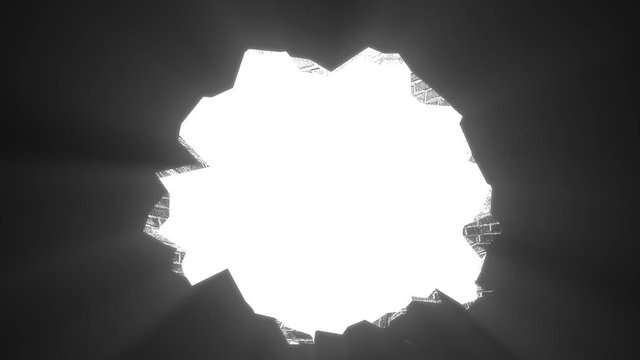 Wall break through demolish smash escape to white light transition 4K