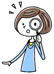 イラスト素材 ビジネス スーツの女性 虫眼鏡 全身 Wall Mural ケイーゴ K