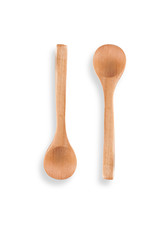 Used wooden spoon isolated on a white background.