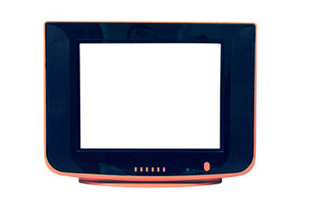  Vintage orange Television  isolated on white background