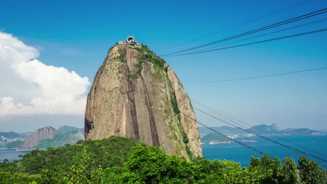 Timelapse view of cable car at Sugar Loaf mountain in Rio de Janeiro, Brazil. 