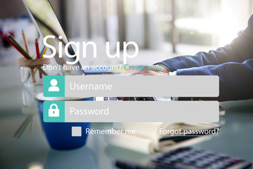 SIgn-up Register Membership Subscribe Apply Concept