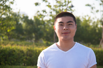 Closeup portrait of Asian man athlete