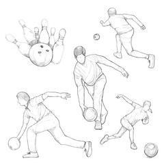 hand drawn illustration of bowling