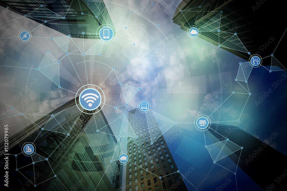 Poster smart city and wireless communication network, abstract image visual, internet of things