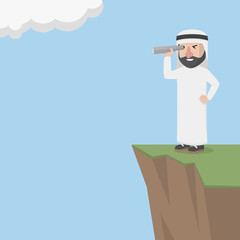 Arabic business man looking opportunities by teescope