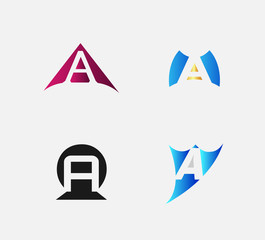 Abstract icon based on the letter a set
