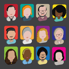 Diversity Interracial Community People Flat Design Icons Concept