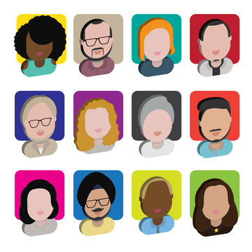 Diversity Interracial Community People Flat Design Icons Concept
