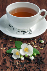 Jasmine tea with jasmine herb flower