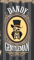 Obraz premium skull gentleman in the cylinder in a frame