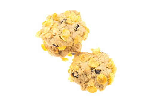 currant and cornflakes cookie isolate on white background