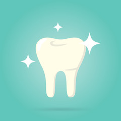 Tooth logo isolated, raster illustration. Human tooth.