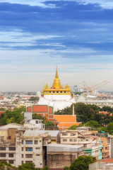 Pagoda on the mountain is famous landmark in bangkok, Thailand.