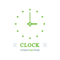 clock logo design green color - obrazy, fototapety, plakaty