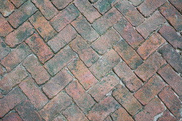 Creative old brick walkway texture