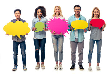Obraz premium Young people with speech bubbles