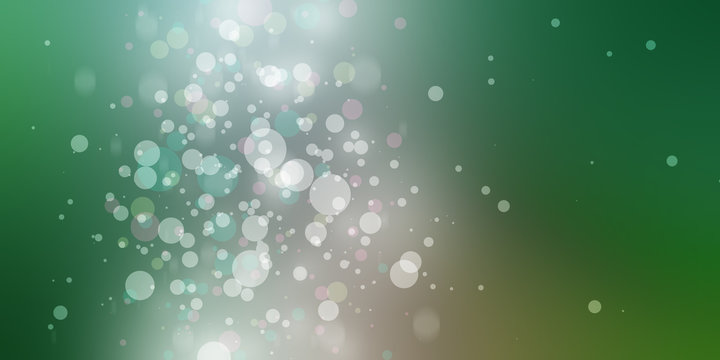shiny green background with silver and white bokeh lights or circles in elegant design