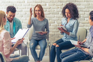 Young people studying