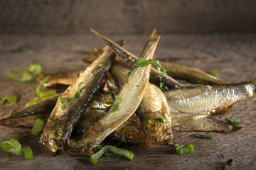 Smoked fishes with herbs