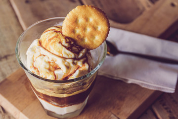 Coffee Affogato, Ice cream with Espresso coffee.