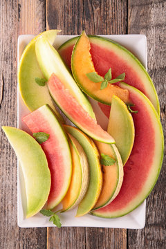 watermelon and melon slices