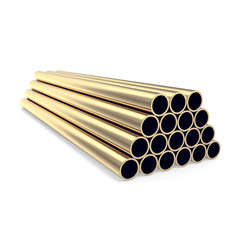 Gold pipes isolated on white background. 3d illustration