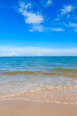 Fototapeta na wymiar Beautiful sky with sea on the peaceful beach for relax, beach background.