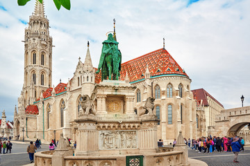 BUDAPEST, HANGARY-MAY 03, 2016: View on the Old Fisherman Bastio